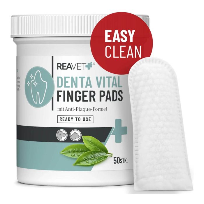 Denta Vitaal Vingerpads ✔️ Gebitsverzorging voor honden en katten ✔️ Met anti-plaque formule ✔️ Vermindert tandplak en slechte adem ✔️ Bestel op www.reavet.nl