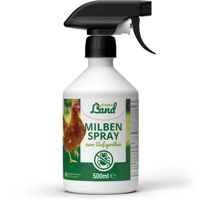 Milbenbefall bei deinen Hühnern? ✔️ Milben-Spray von HÜHNER Land zur Unterstützung der Abwehr von Milben und Parasiten ✔️ Hühnerstall ✔️ Online kaufen bei Hoezo-Kado