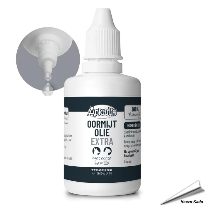 Oormijt Olie Extra - met Kamille  voor directe hulp bij oormijt en jeuk (50ml fles)