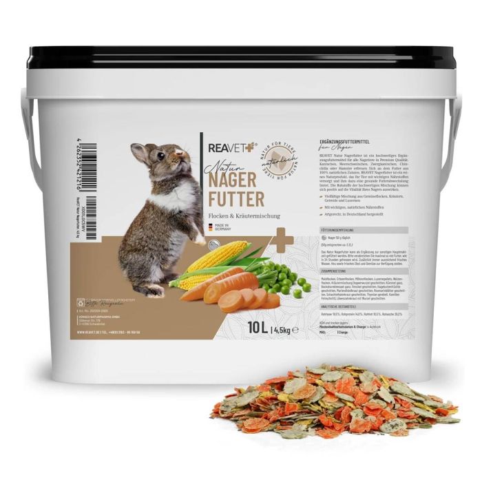 ReaVET Natuurlijk voer voor Konijnen, Cavia's, Chinchilla's en Hamsters (4.5 kg)