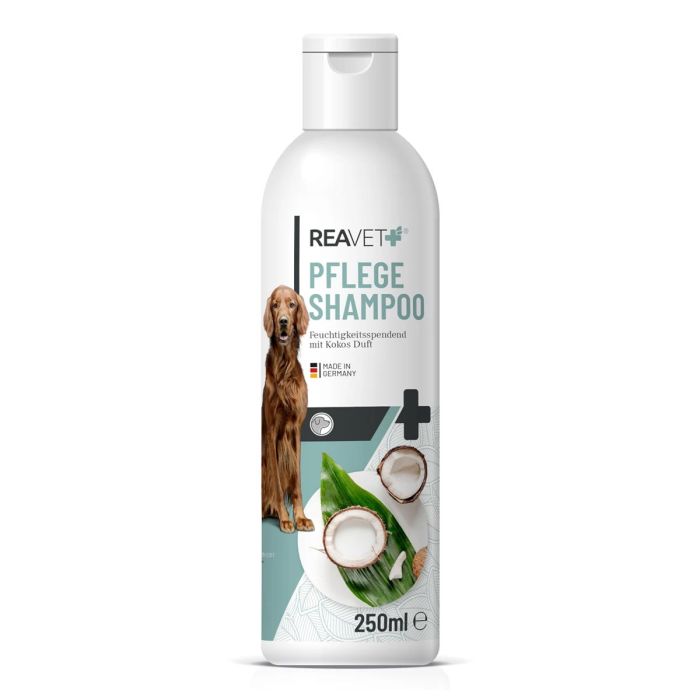 Honden - Shampoo met kokos ✔️ Zacht & pH-neutraal ✔️ Zijdezachte glans - voor volume en veerkracht ✔️ Makkelijk doorkambaar - voorkomt klitten ➤ Bestel online in de ReaVET Shop
