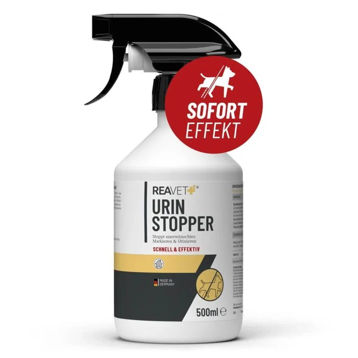 Urine Stopper voor honden ✔️ Voorkomt markeren en ongewenst urineren ✔️ Restloos en veilig op alle oppervlakken ✔️ Voor binnen- en buitengebruik ➤ Bestel online in de ReaVET Shop