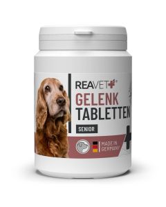 Natuurlijke gewrichtstabletten voor senior honden ✔️ Met glucosamine, MSM, groenlipmossel & rozenbottelpoeder ✔️ Soepele gewrichten en vitaliteit ➤ ReaVET Shop
